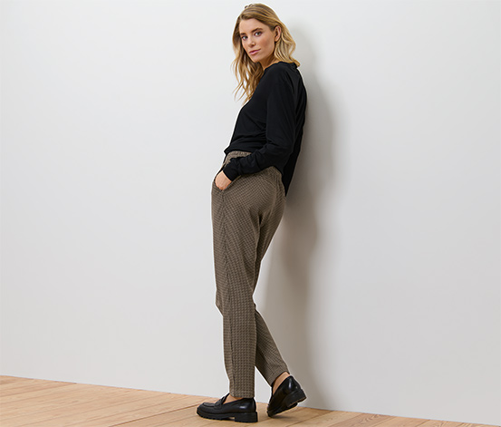 Joggpants mit Hahnentritt-Jacquard