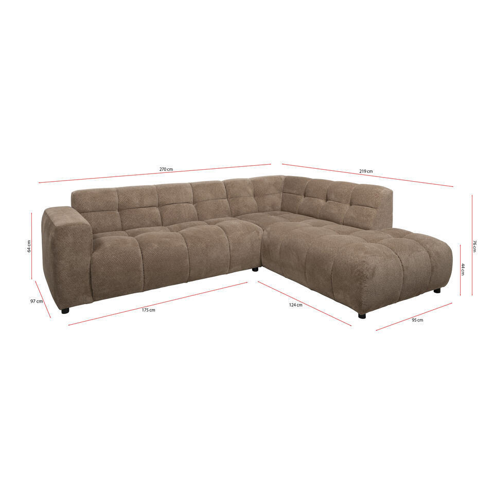 Hoekbank Regalo Rechts Taupe