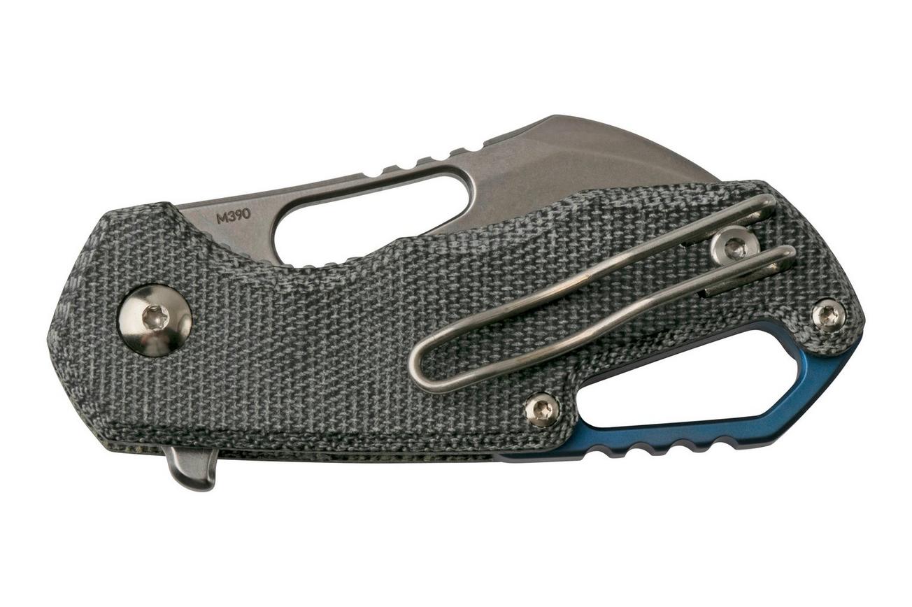 MKM Isonzo FX03M-1BC Hawkbill M390, Black Canvas Micarta zakmes, Jesper Voxnaes design