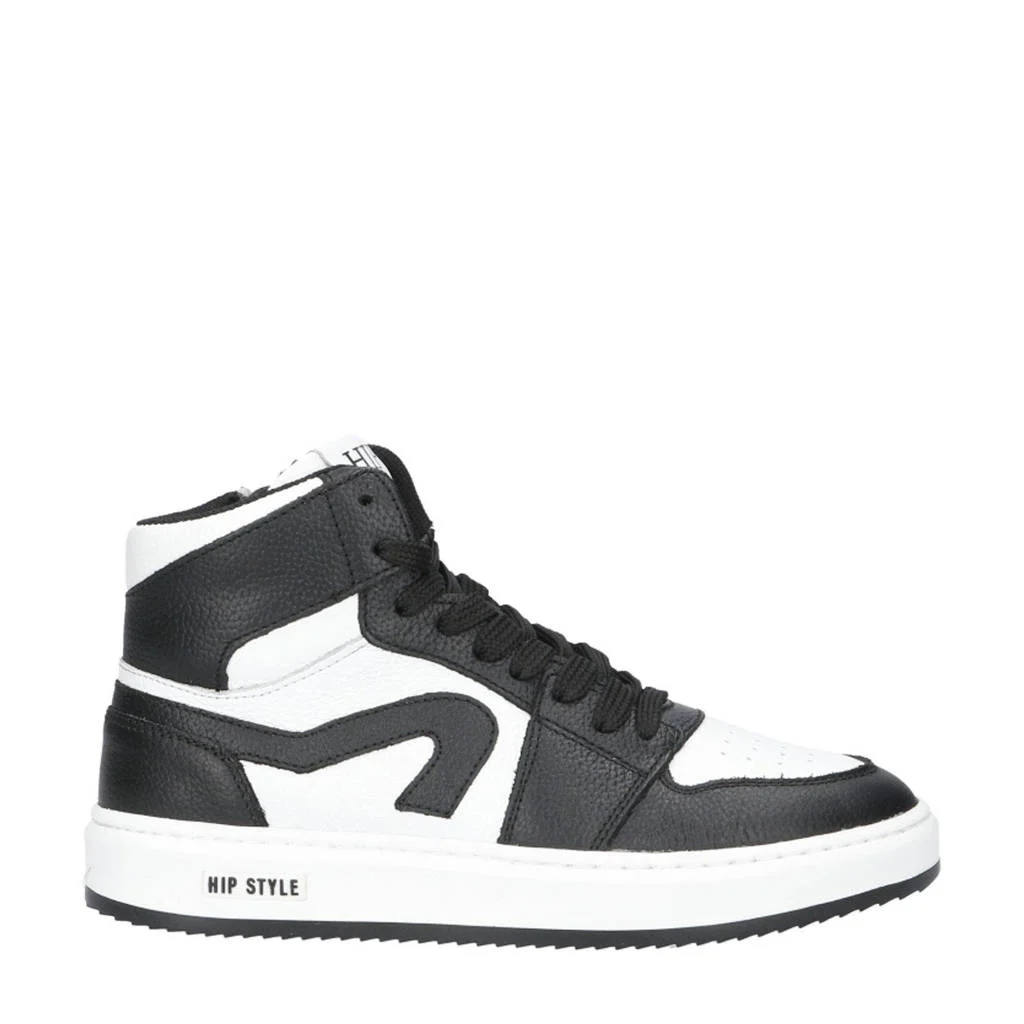 Hip leren sneakers zwart/wit