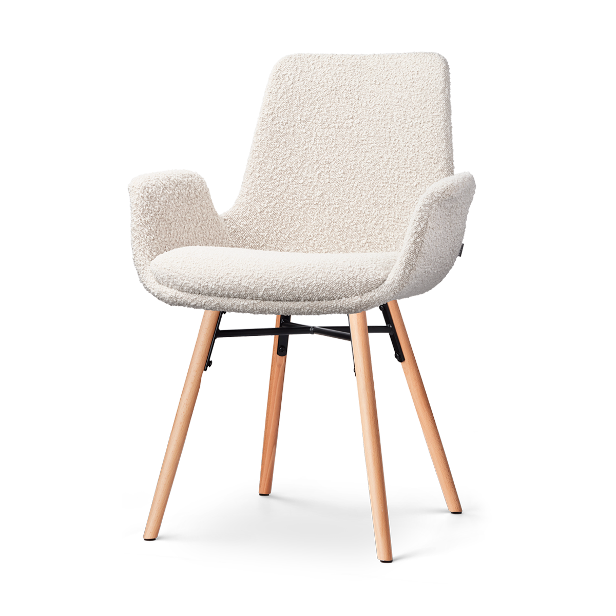 Eetkamerstoel Nena-Eef bouclé beige - naturel onderstel