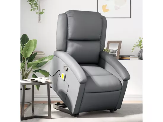 Fauteuil inclinable massant Gris Similicuir
