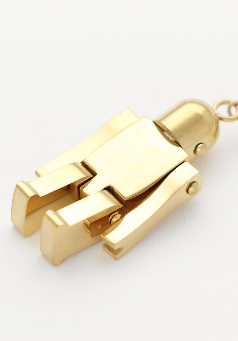 goudkleurig bonnie studios oorbellen robot pendant