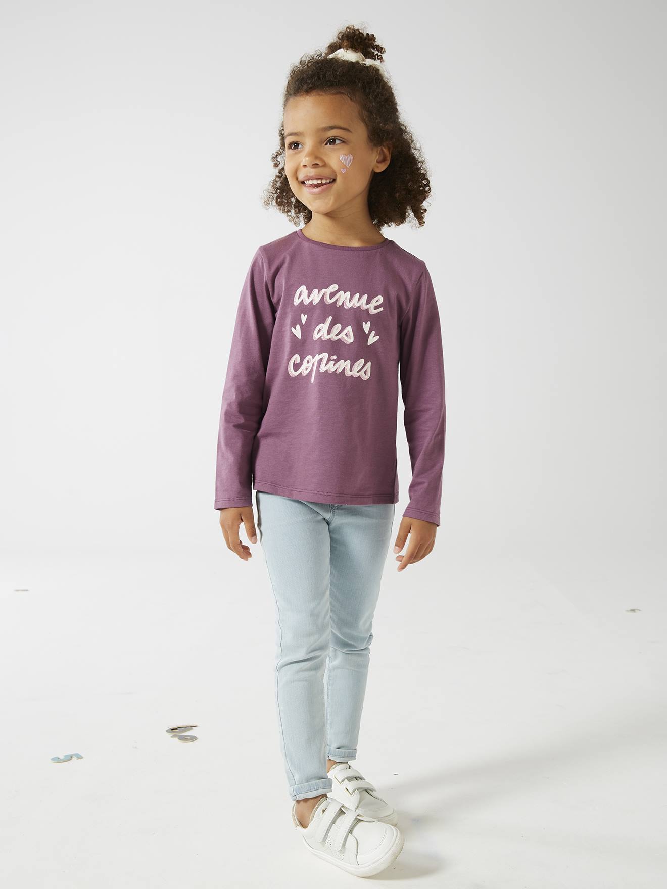 Camiseta com mensagem, para menina, cor off-white