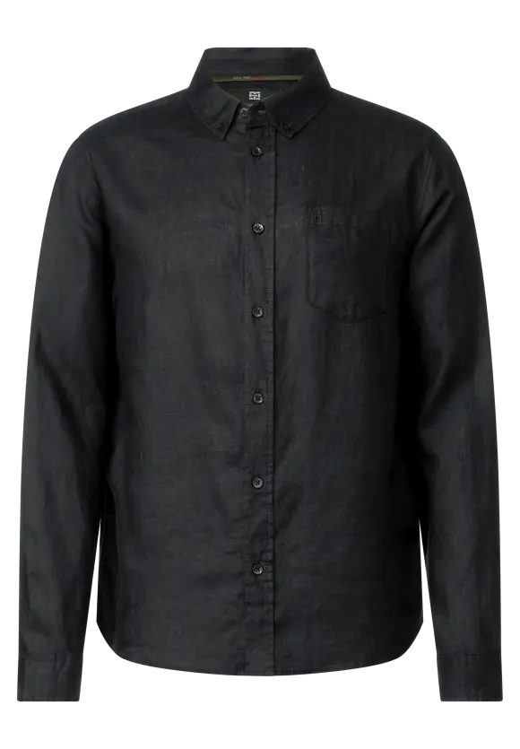 Button Down Leinenhemd - Black