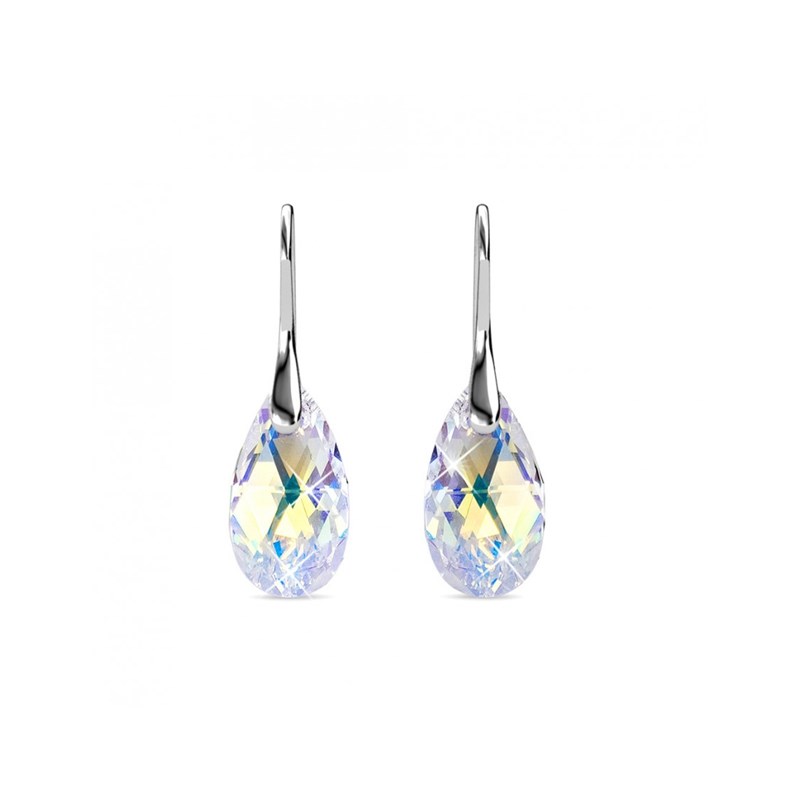 Boucles d'oreilles Teardrop Hook - Argenté et Blanc brillant