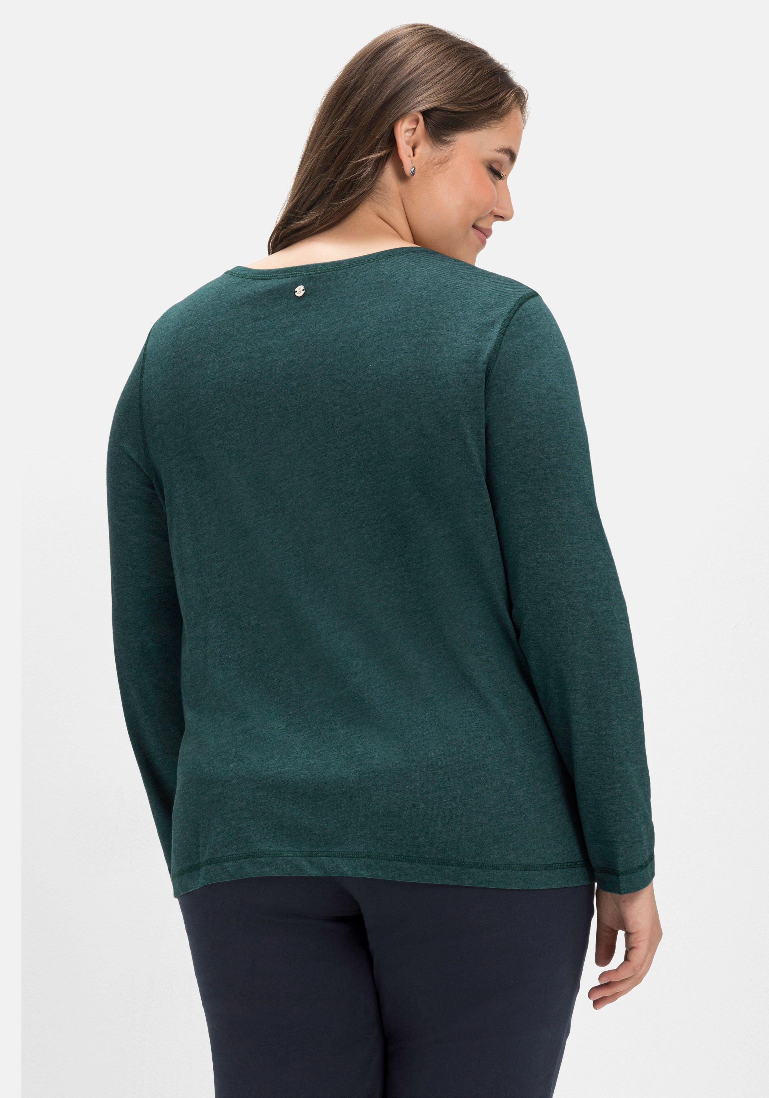 Langarmshirt aus Jersey, in melierter Optik
