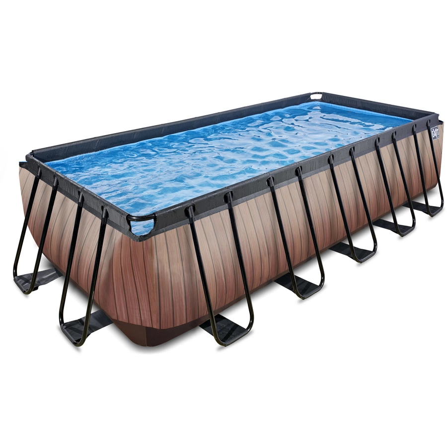 EXIT Wood Pool 540x250x122cm mit Sandfilterpumpe, braun