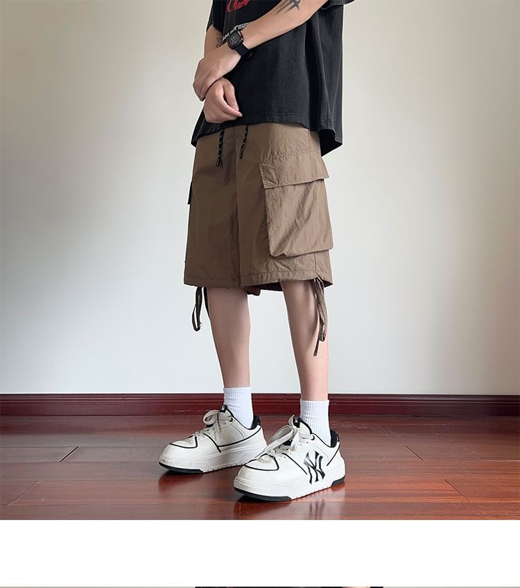 Breeson - Hoge taille, effen, wijde cargoshorts
