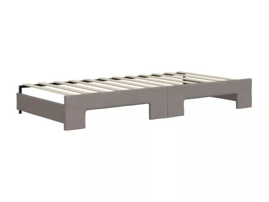 Lit de jour avec gigogne et tiroirs sans matelas taupe 90x200cm