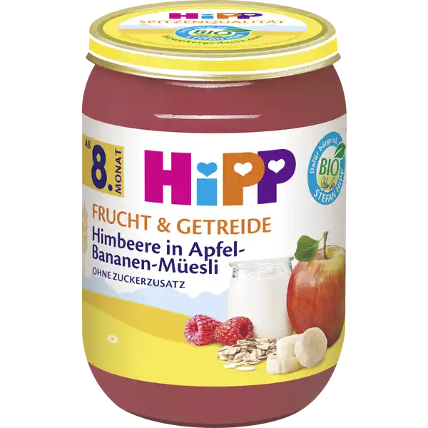 Bio Frucht & Getreide Himbeere in Apfel-Bananen-Müesli