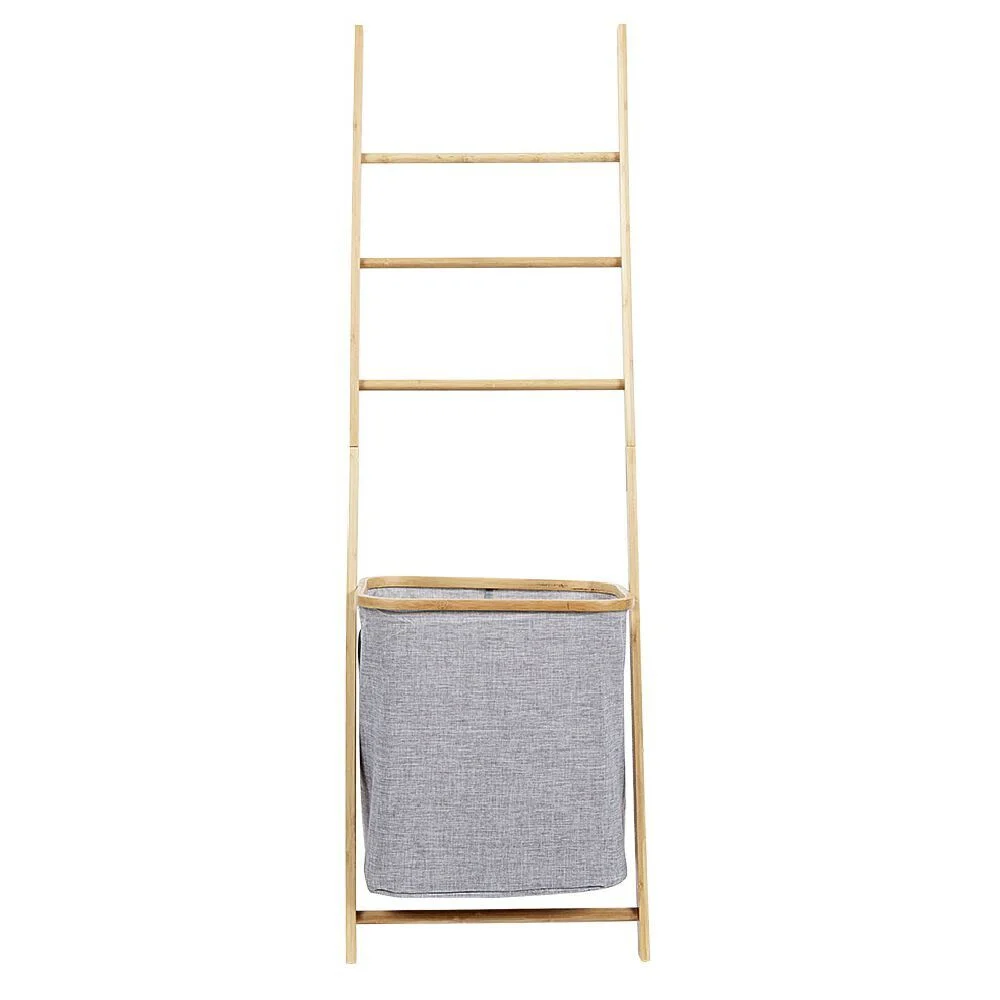 Échelle porte-serviettes avec panier à linge