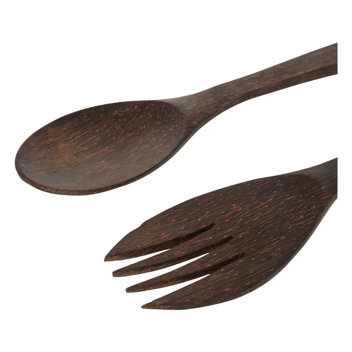 Pure Wood Design Couverts à salade en coco - Set de 2