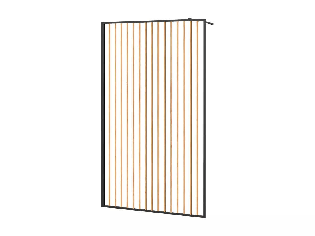 Paroi de douche à l'italienne en aluminium - Effet bois et noir mat - 120 x 200 cm - TOPEKA