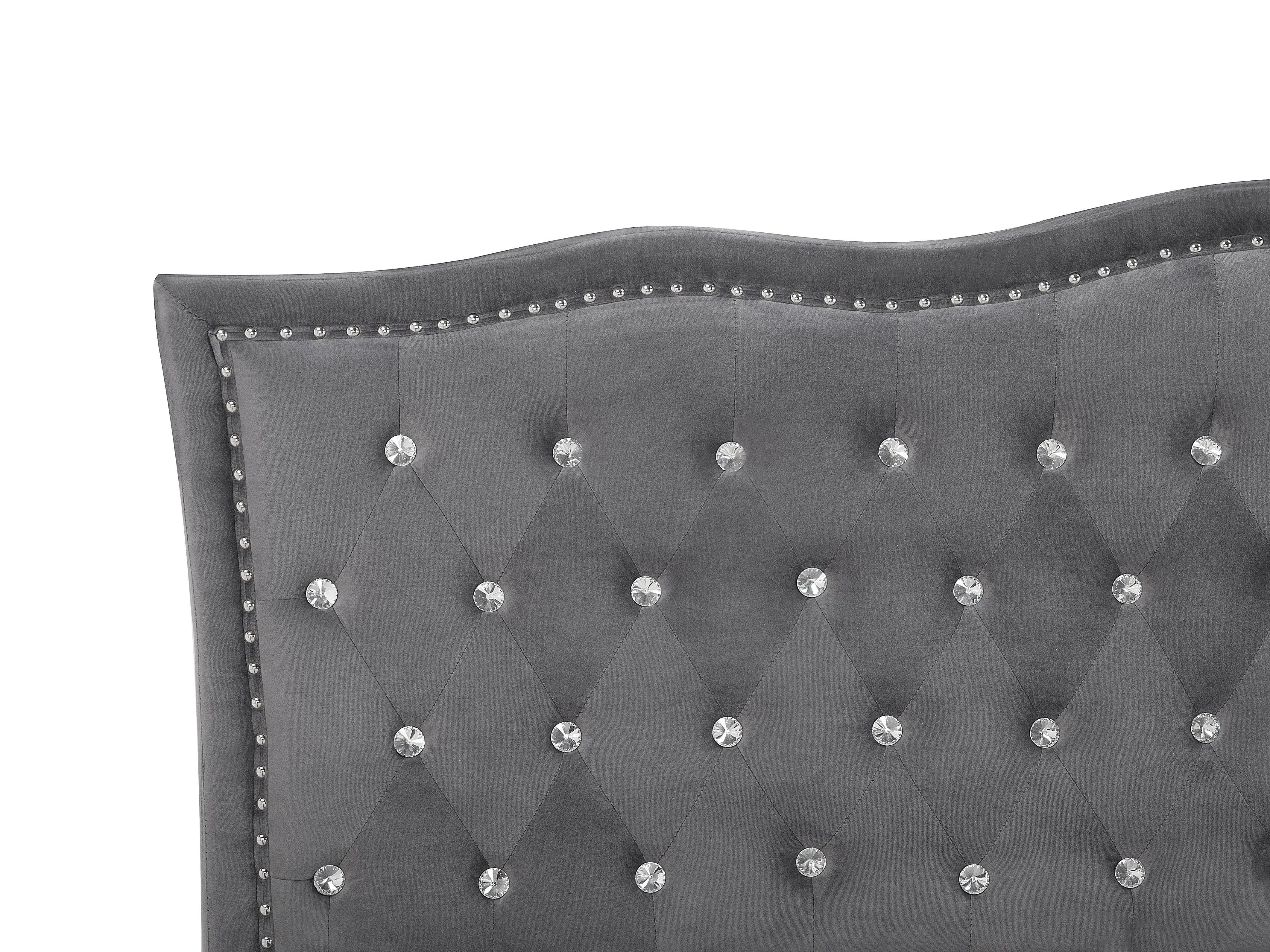 Bed Fluweel METZ 180 x 200 cm Donkergrijs