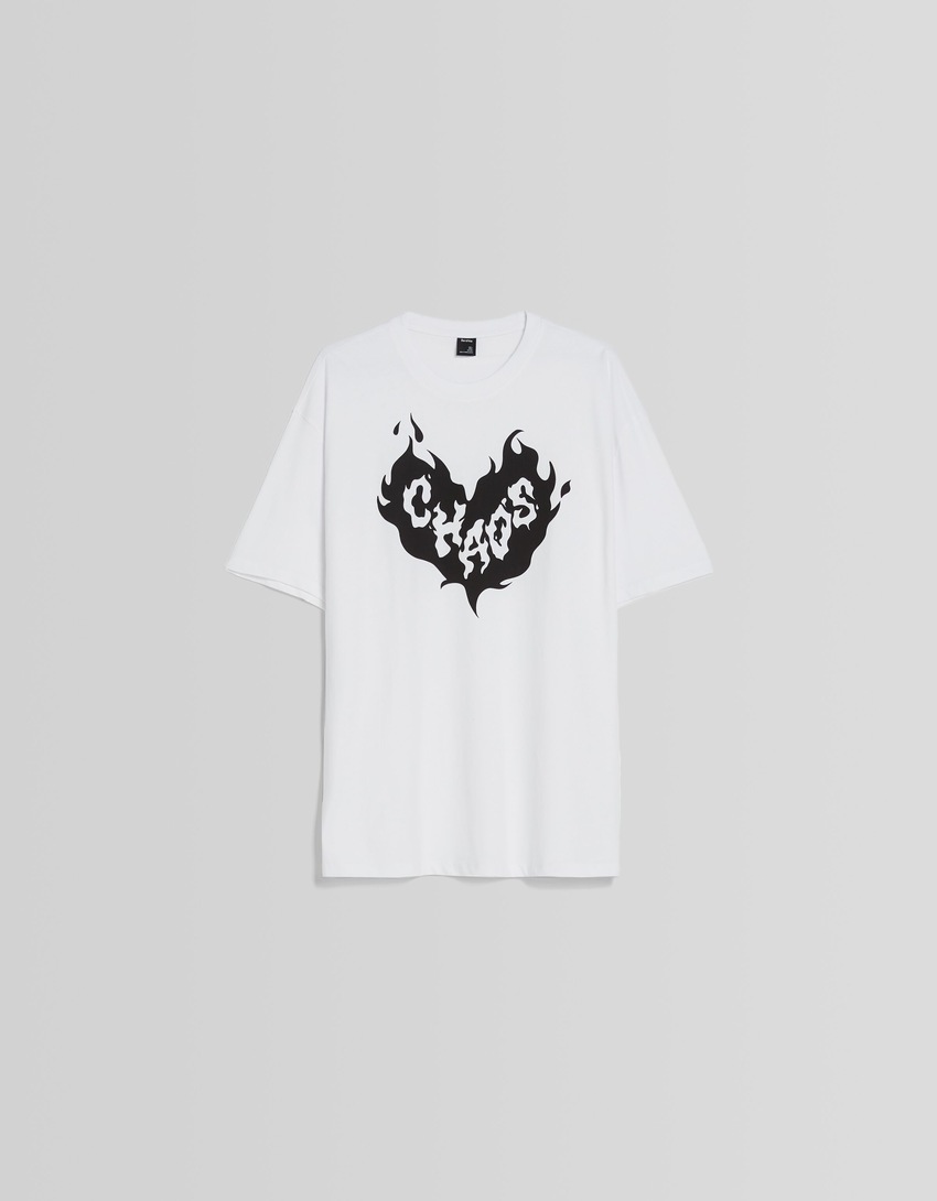 Camiseta de manga curta com estampa e modelagem quadrada
