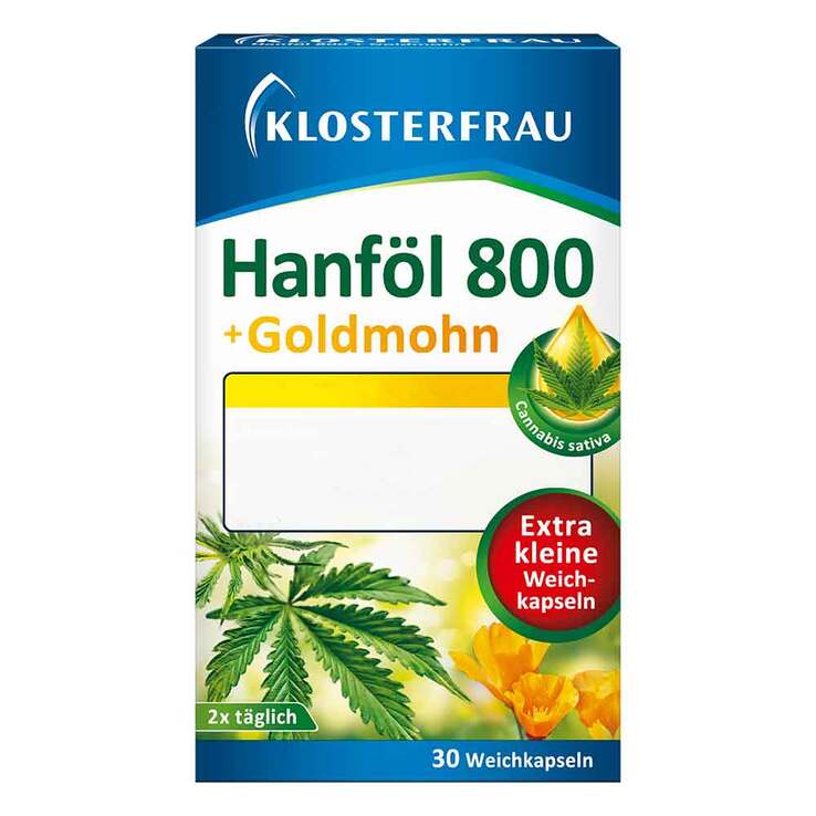 Klosterfrau Hanföl 800 mg + Goldmohn Weichkapseln, 30 St