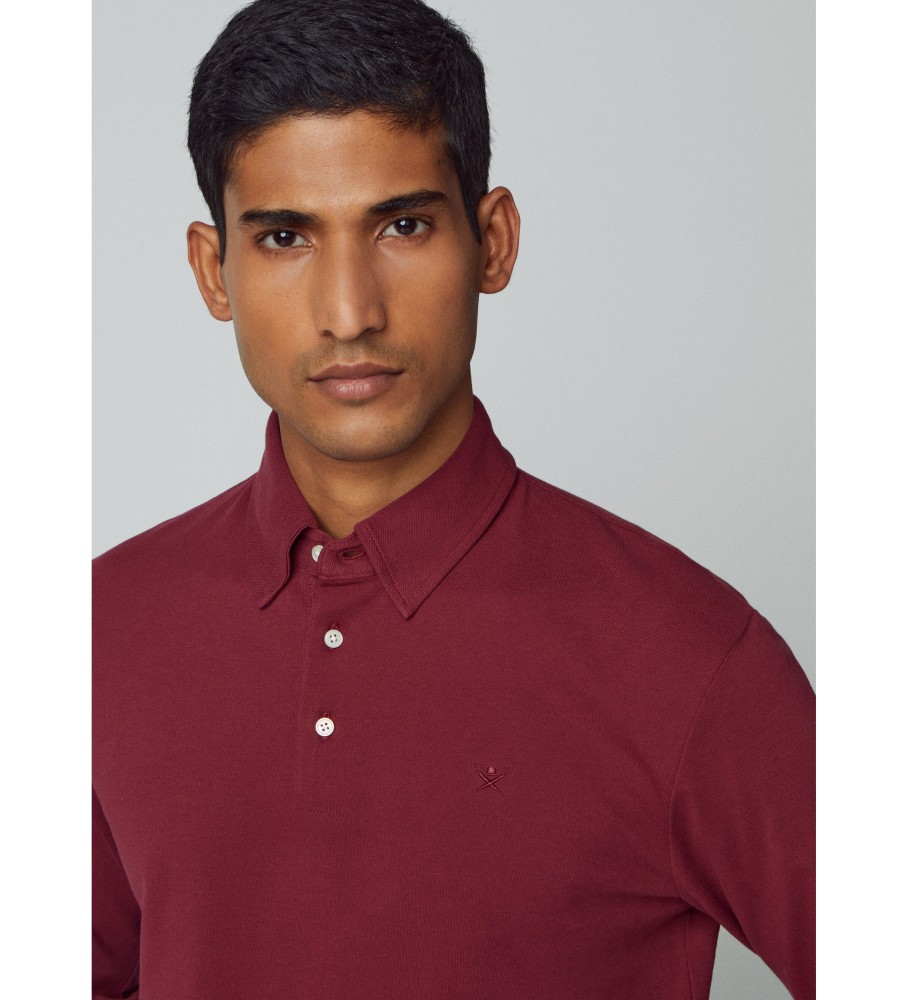 Camisa polo Hackett com botões, cor bordô.