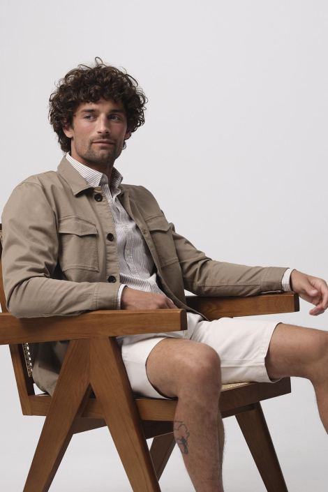 Campbell taupe heren overhemd