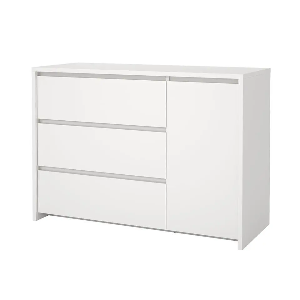 Hioshop Next kommode 1 deur 3 lades wit