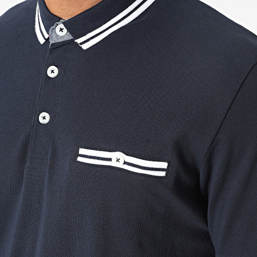 Polo Manches Courtes A Poche Poitrine Royal Bleu Marine