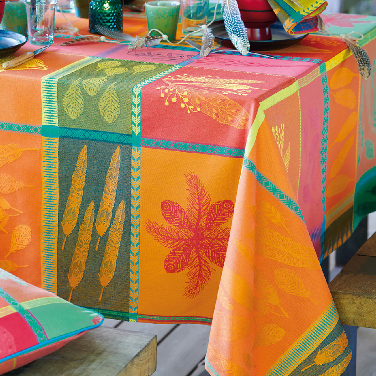 Nappe pur coton multicolore 180x250 Garnier Thiebaut