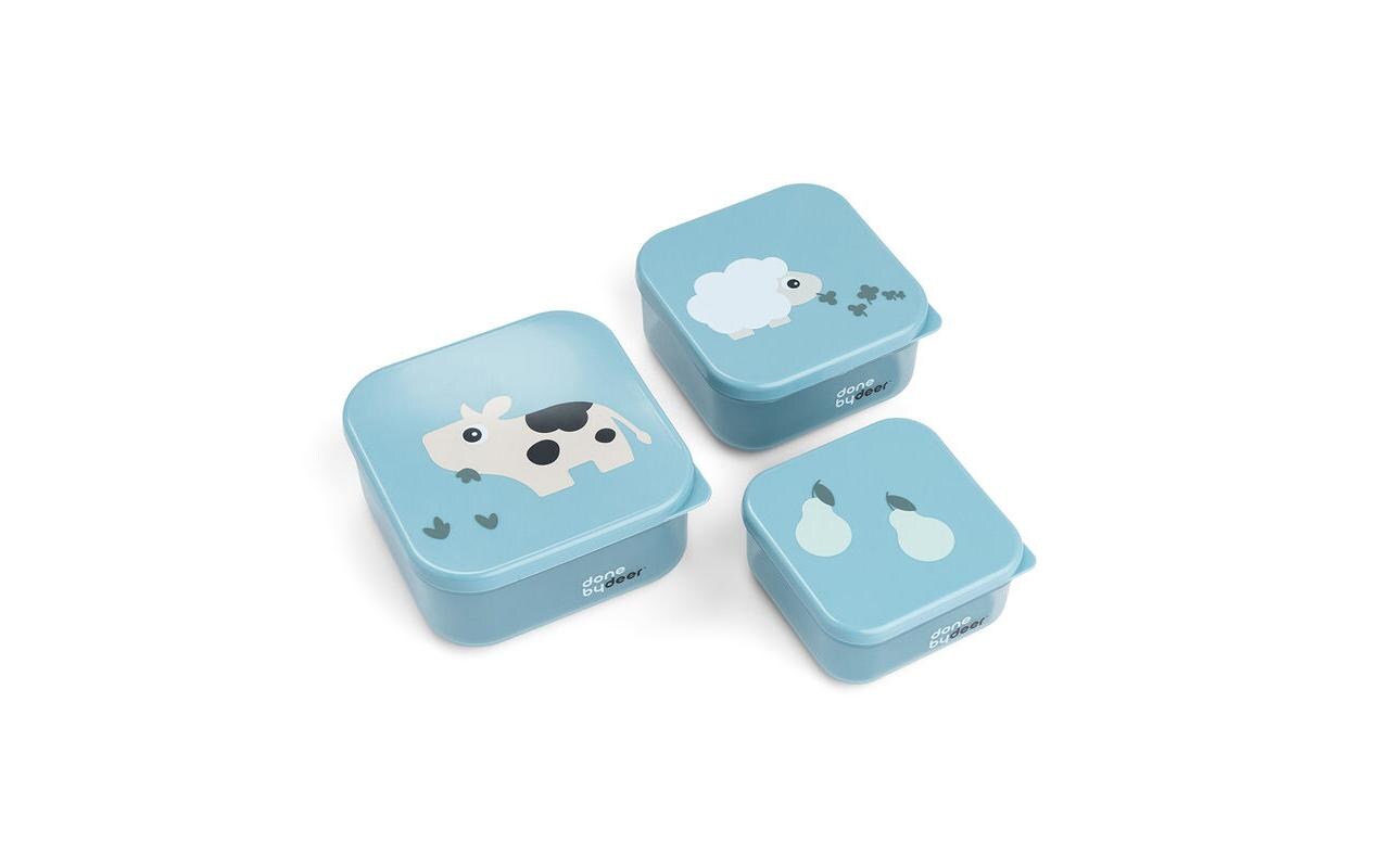 Snackbox 3er Set Tiny Farm BlauDrei Snackboxen in unterschiedlichen Grössen