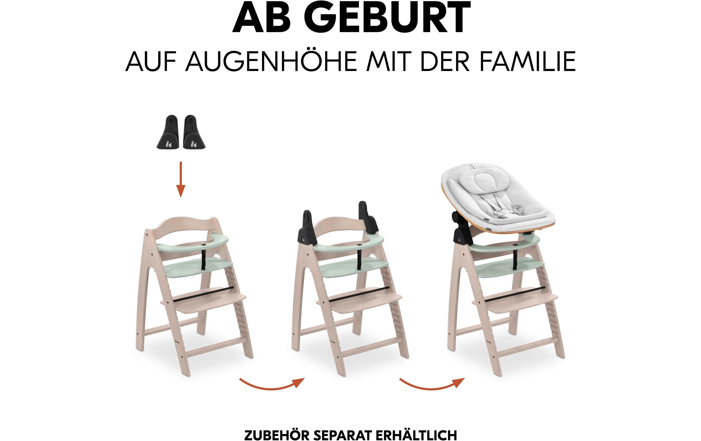 Hochstuhl Arketa N Play Whitewashed-mint<br>Stilvoller Holzhochstuhl mit Play Tray im Set