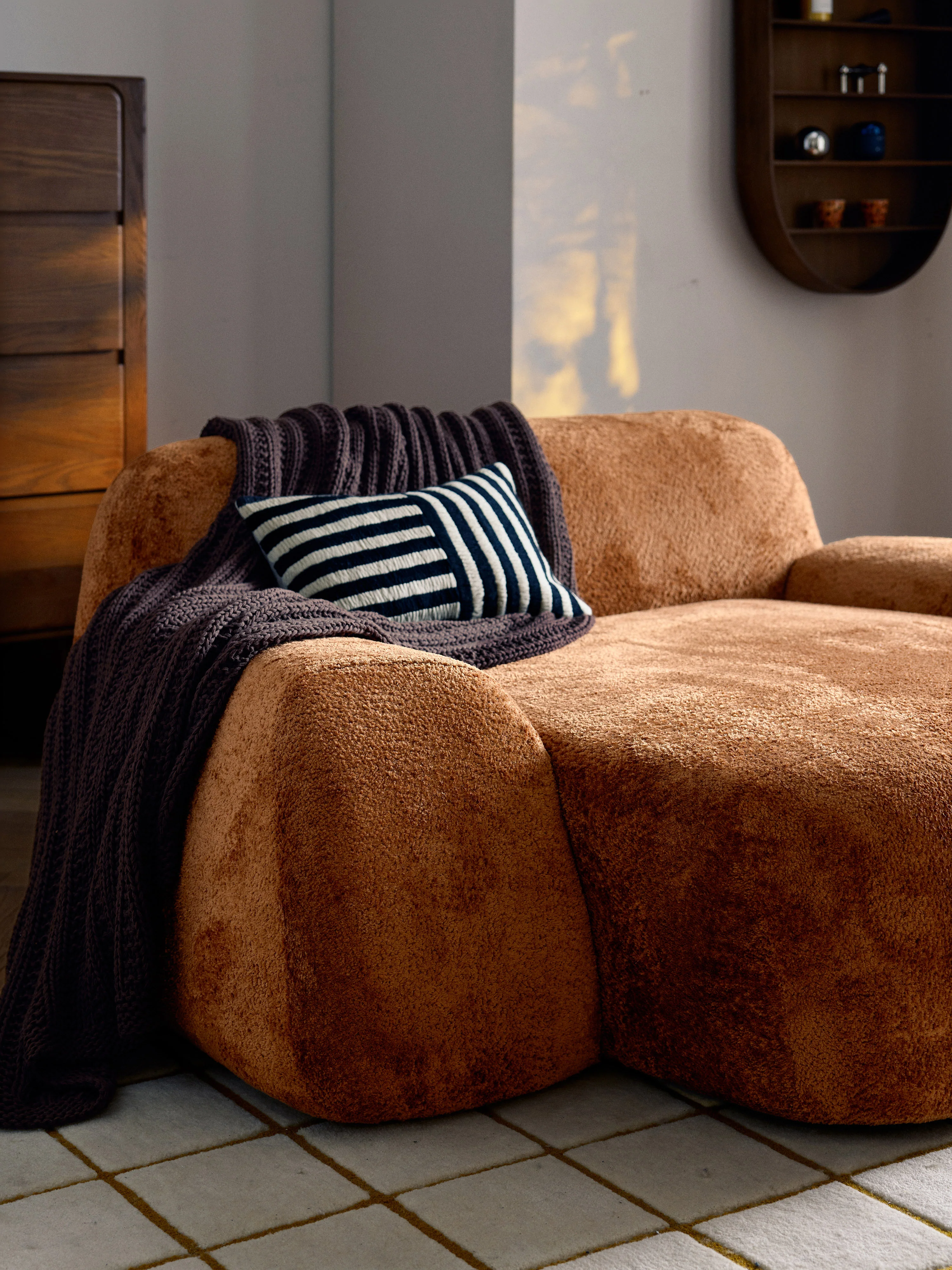 XL teddy bouclé loungestoel Wolke