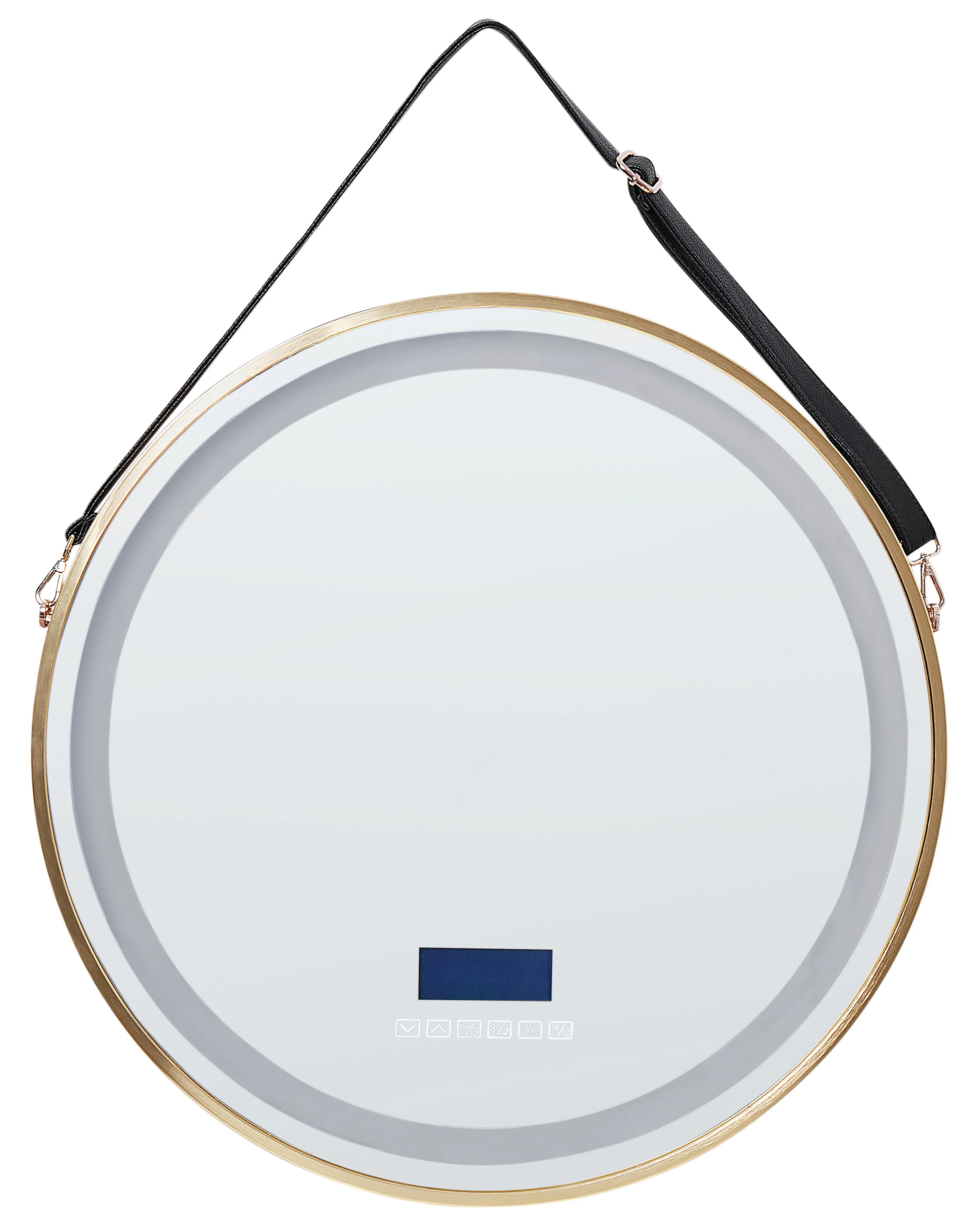 LED badkamerspiegel DAROIS 60 cm 60 cm met ingebouwde Bluetooth speaker Goud