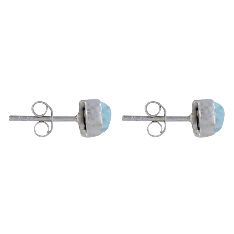 Boucles d'Oreilles Clous Argent Demi Perle de Larimar