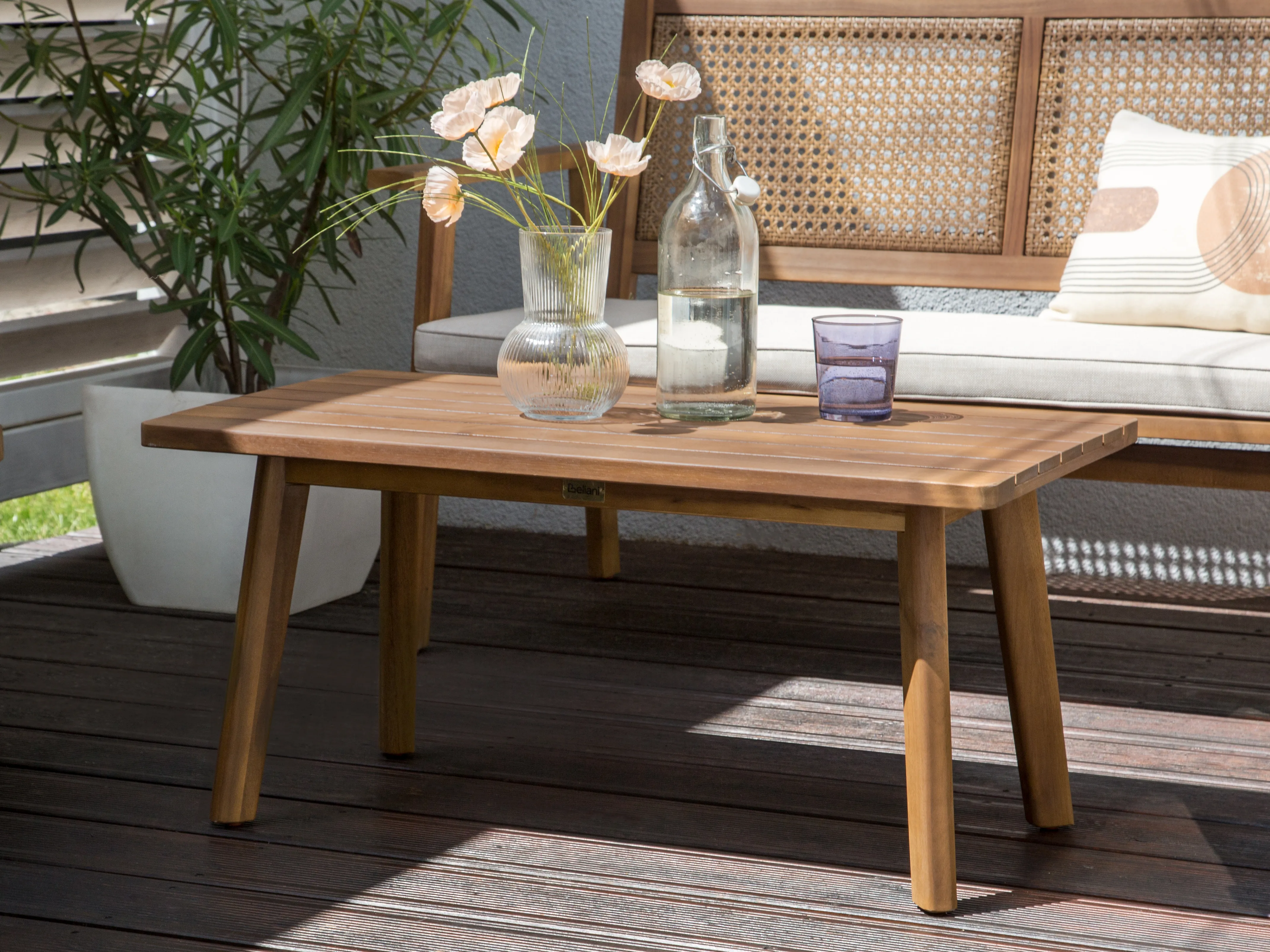Loungeset met tafel 4-zits ARENELLA Gecertificeerd acaciahout Lichtbeige