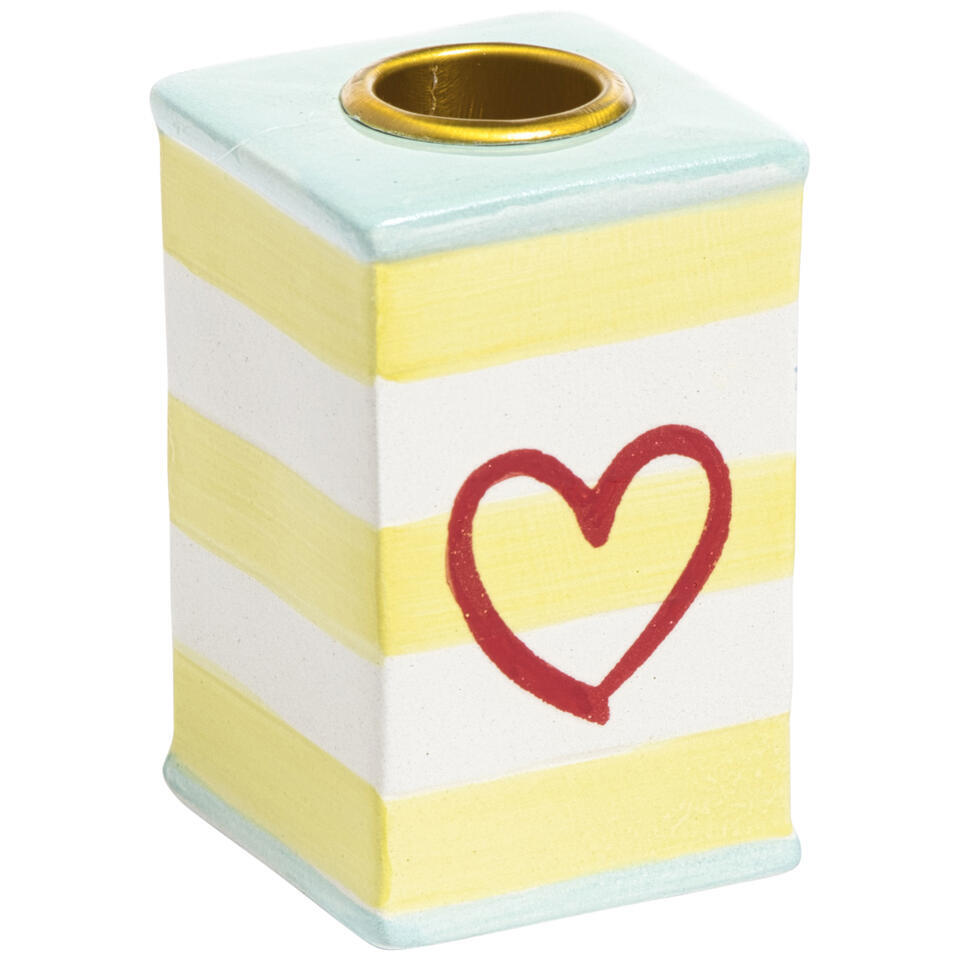 Kandelaar Amore Groen/Geel 5x5x8 cm