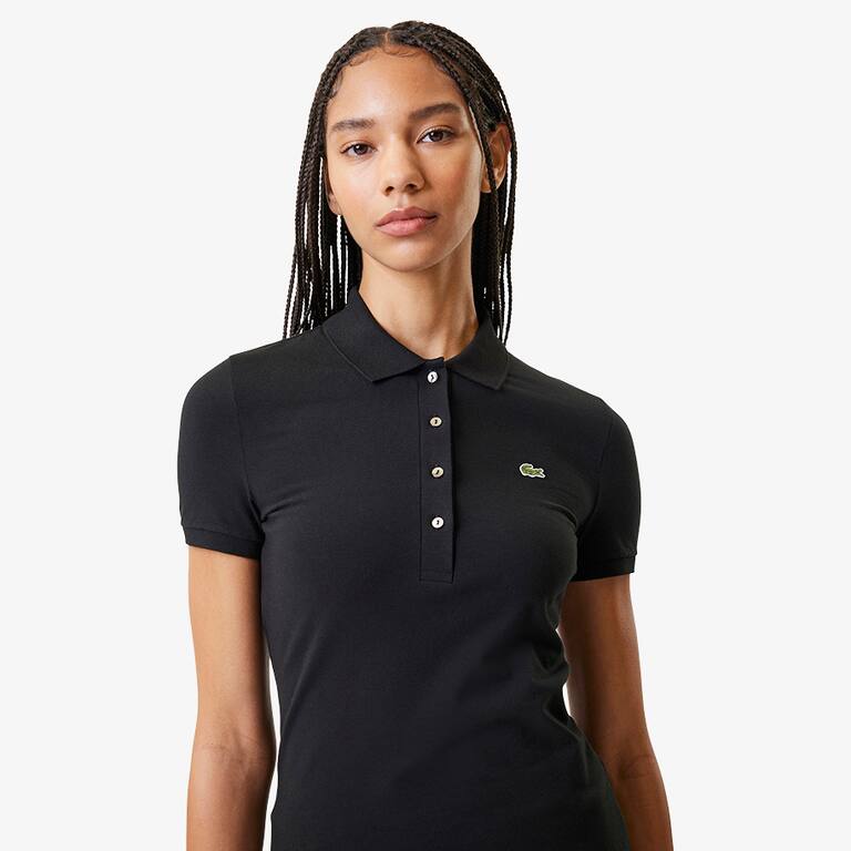 Polo L.12.D slim fit en jersey Manches Courtes - Noir - Lacoste - Femme