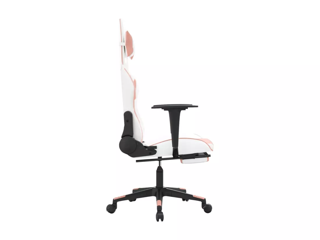 Chaise de jeu de massage avec repose-pied Blanc rose Similicuir