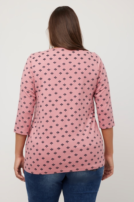 T-Shirt, Zierbänder, A-Linie, V-Ausschnitt, 3/4-Arm