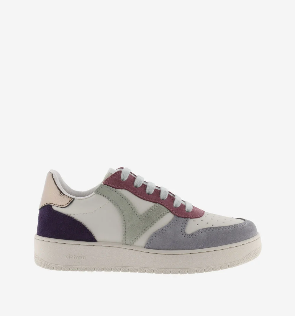 MADRID CUIR FENDU MULTICOLORE Baskets pour femmes en cuir fendu multicolore LAVANDA