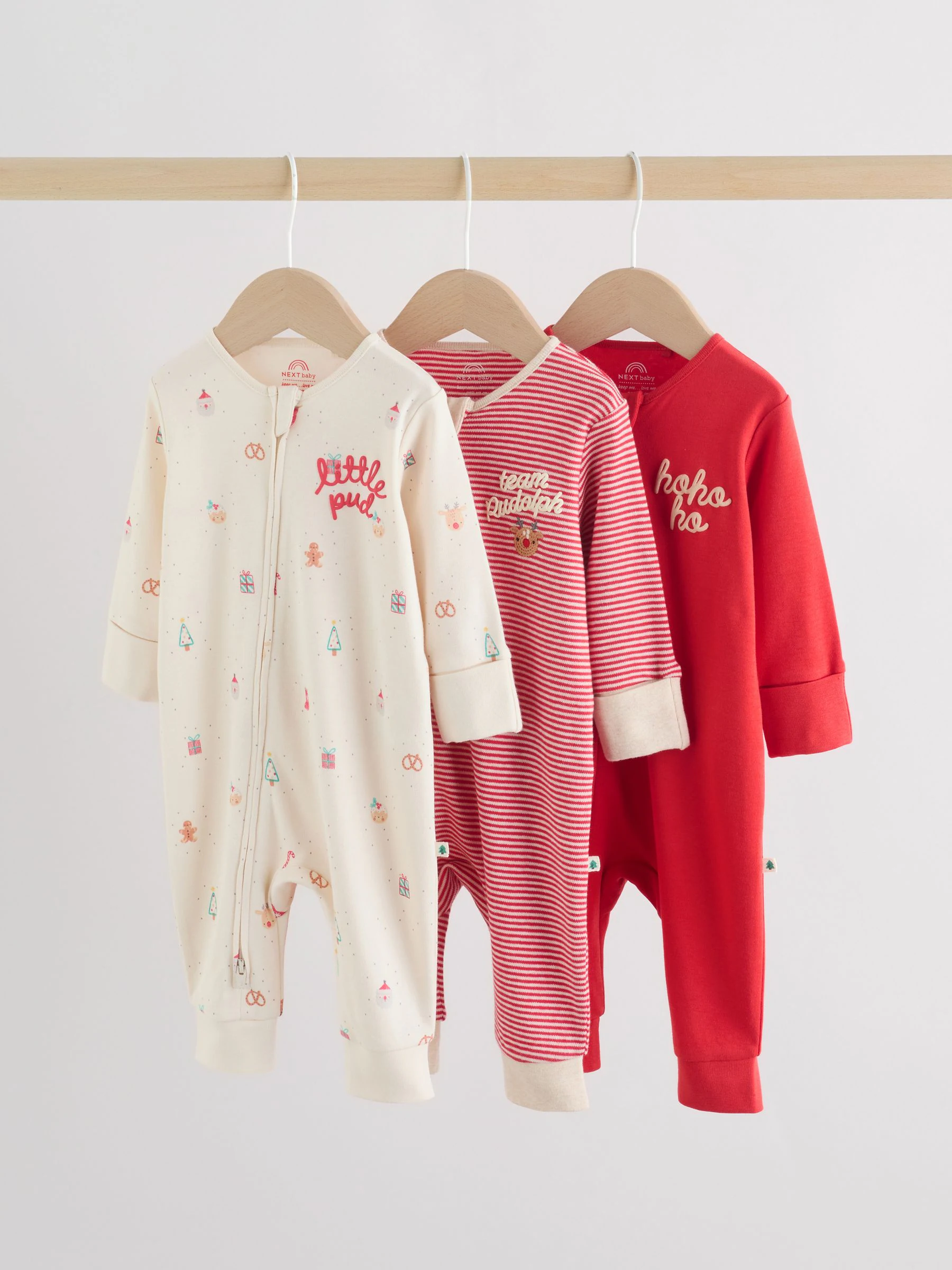 Rood - Kerst babypyjama's 3 stuks (0mnd-3jr)