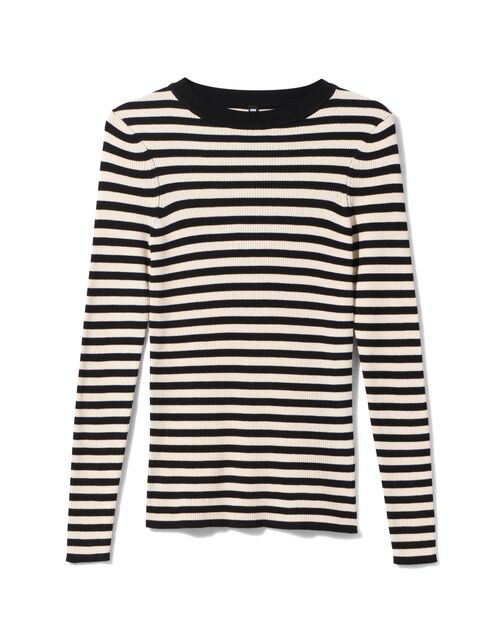 pull femme côte Louisa noir/blanc