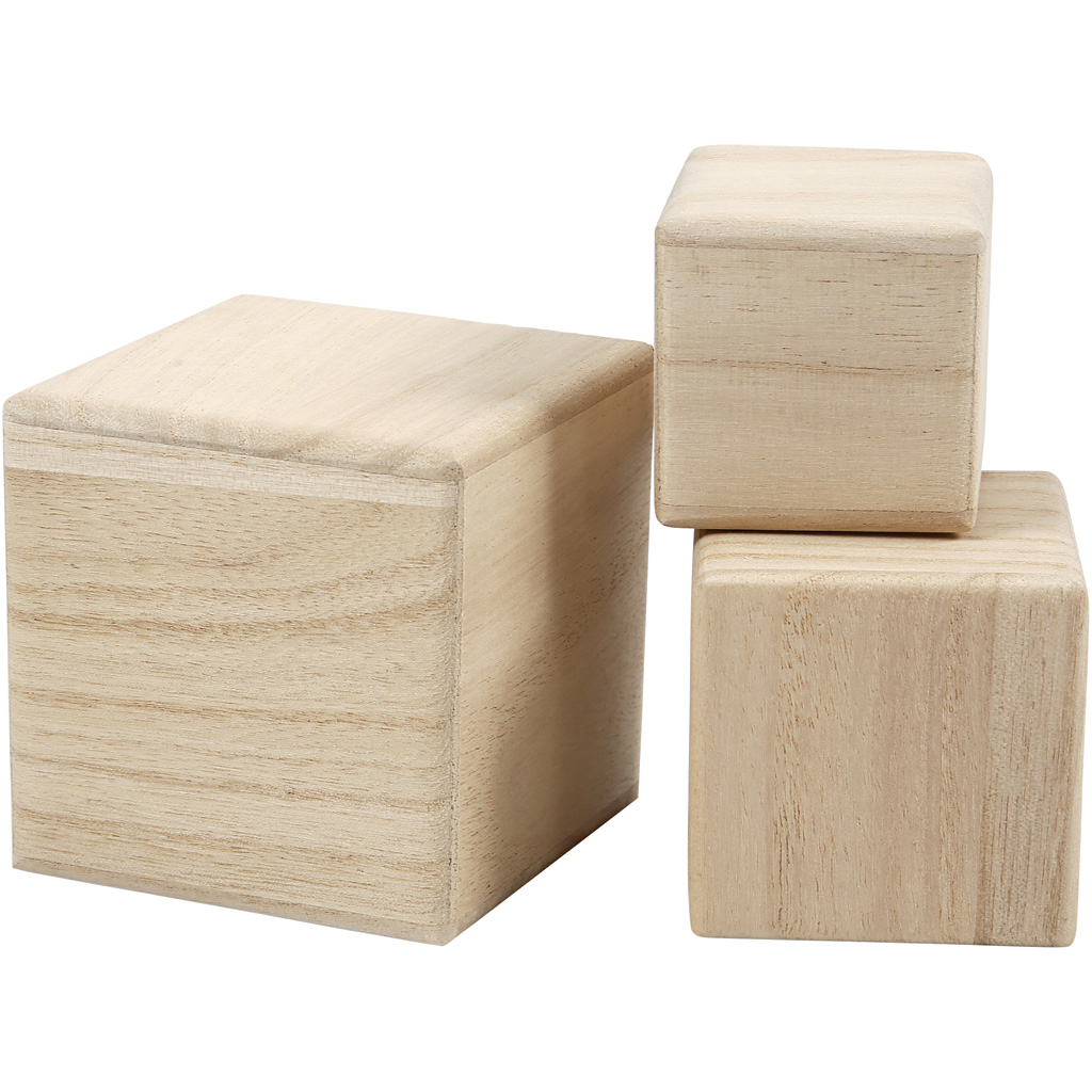 Houten Kubussen, Set van 3