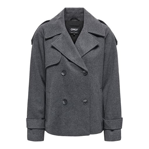 ONLY Maisy Short Wool Trenchcoat, Dark Grey Melange, M