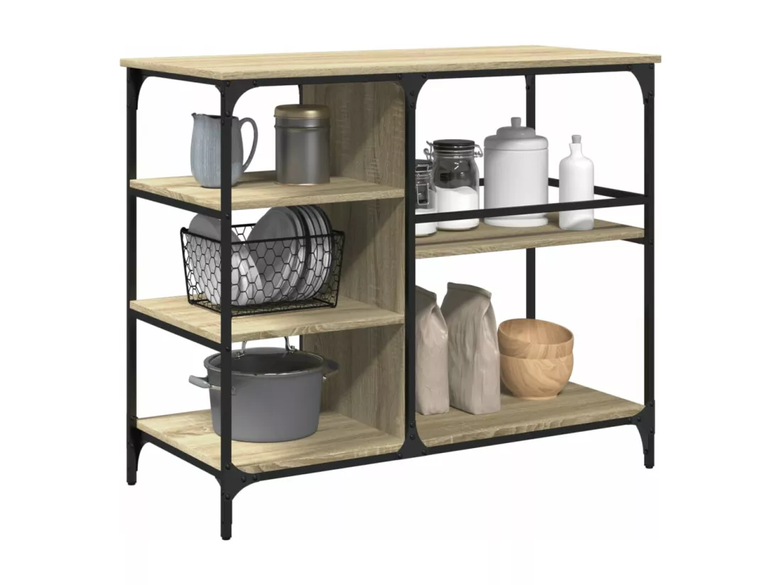 Chariot de cuisine chêne sonoma 100x45x89,5cm bois d'ingénierie
