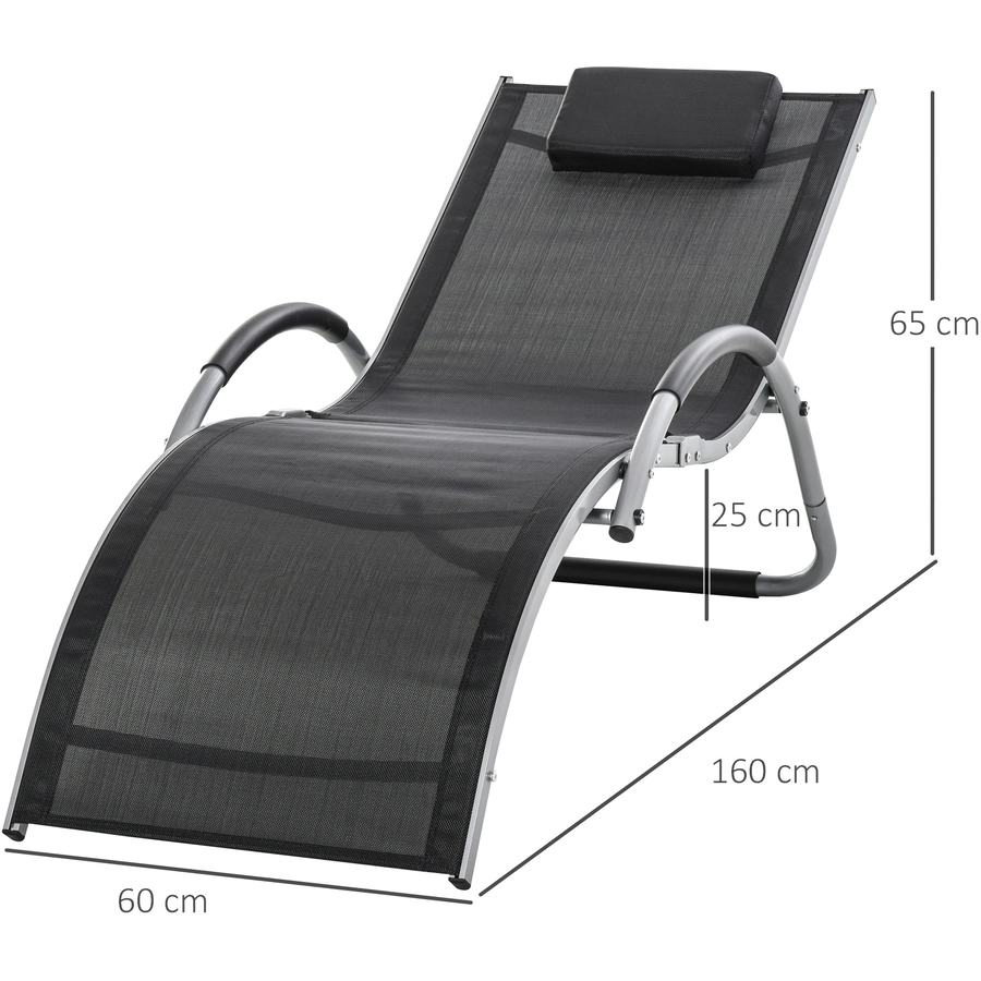 Outsunny Gartenliege mit Kissen schwarz