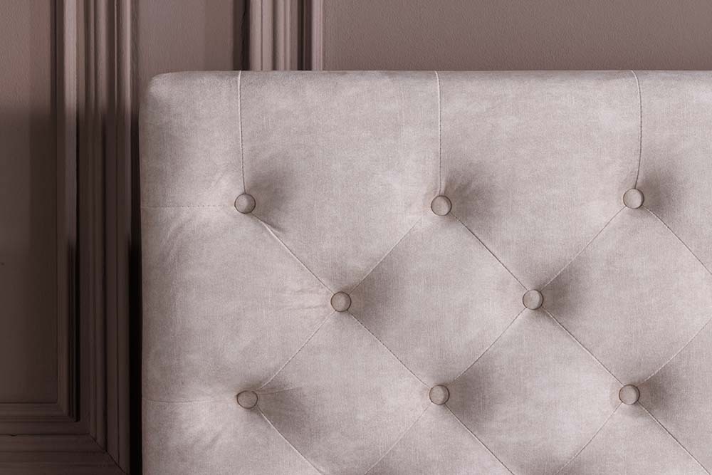 Design Boxbett PARIS 180x200cm champagner beige Samt mit Stauraum und Lattenrost