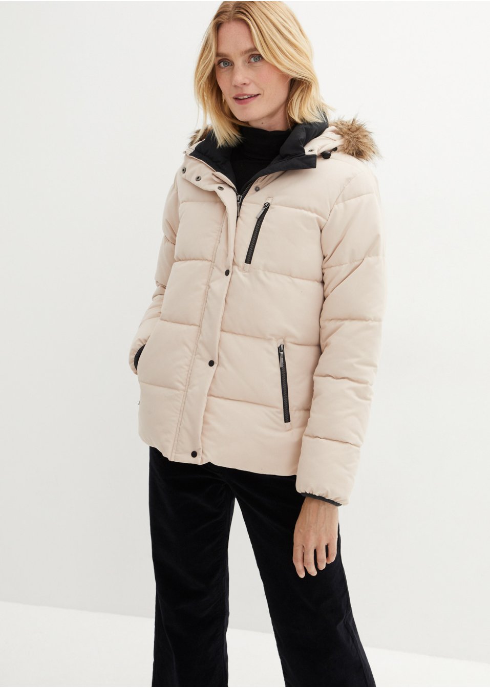 Veste matelassée en polyester recyclé avec détails contrastants