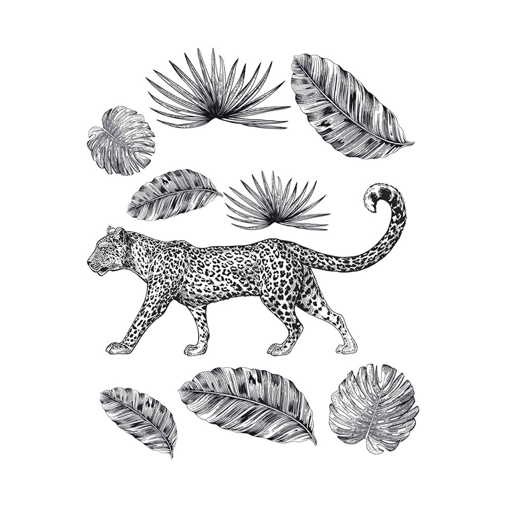 Sticker mural déco guépard noir et blanc 70x20cm