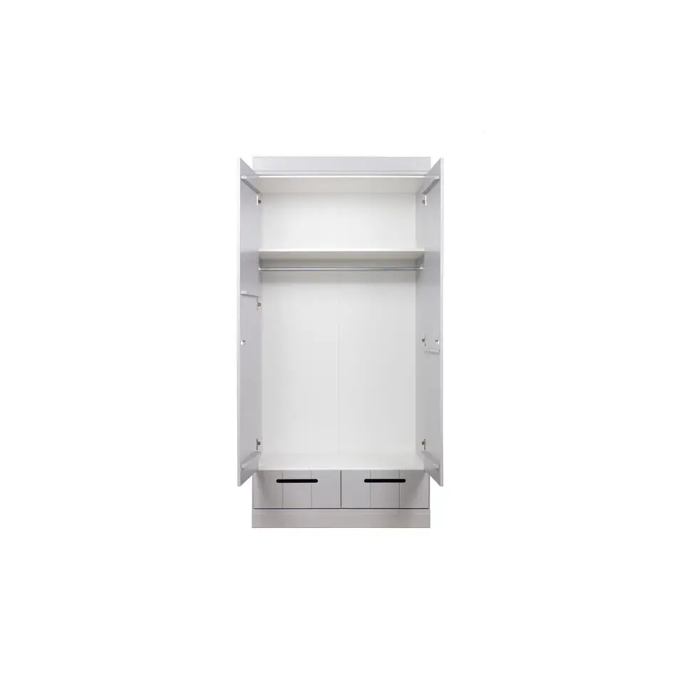 WOOOD Connect Kledingkast 2-Deurs met Lade - Grenen -Grijs - 195x94x53