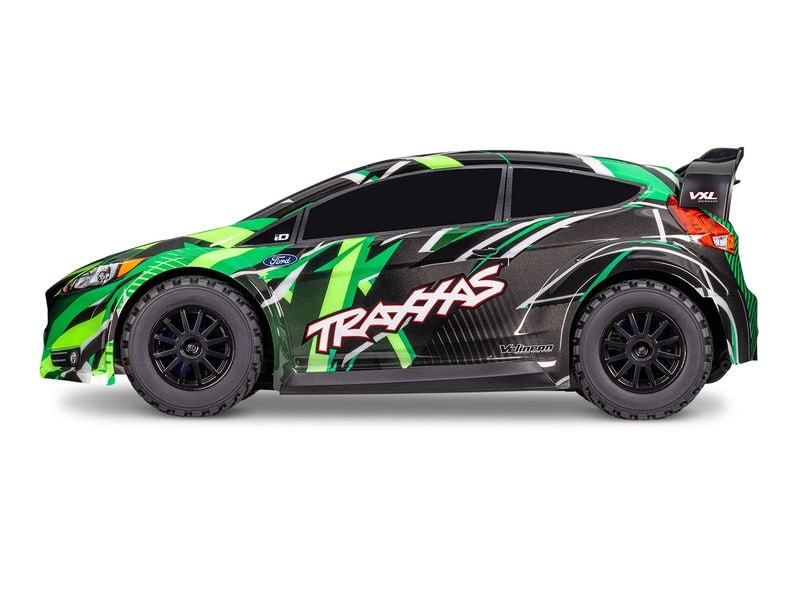 Traxxas Rally Ford Fiesta ST VXL 4WD Grün, ARTR, 1:10 Robustes RC Rallyauto mit 3S Brushless Antrieb