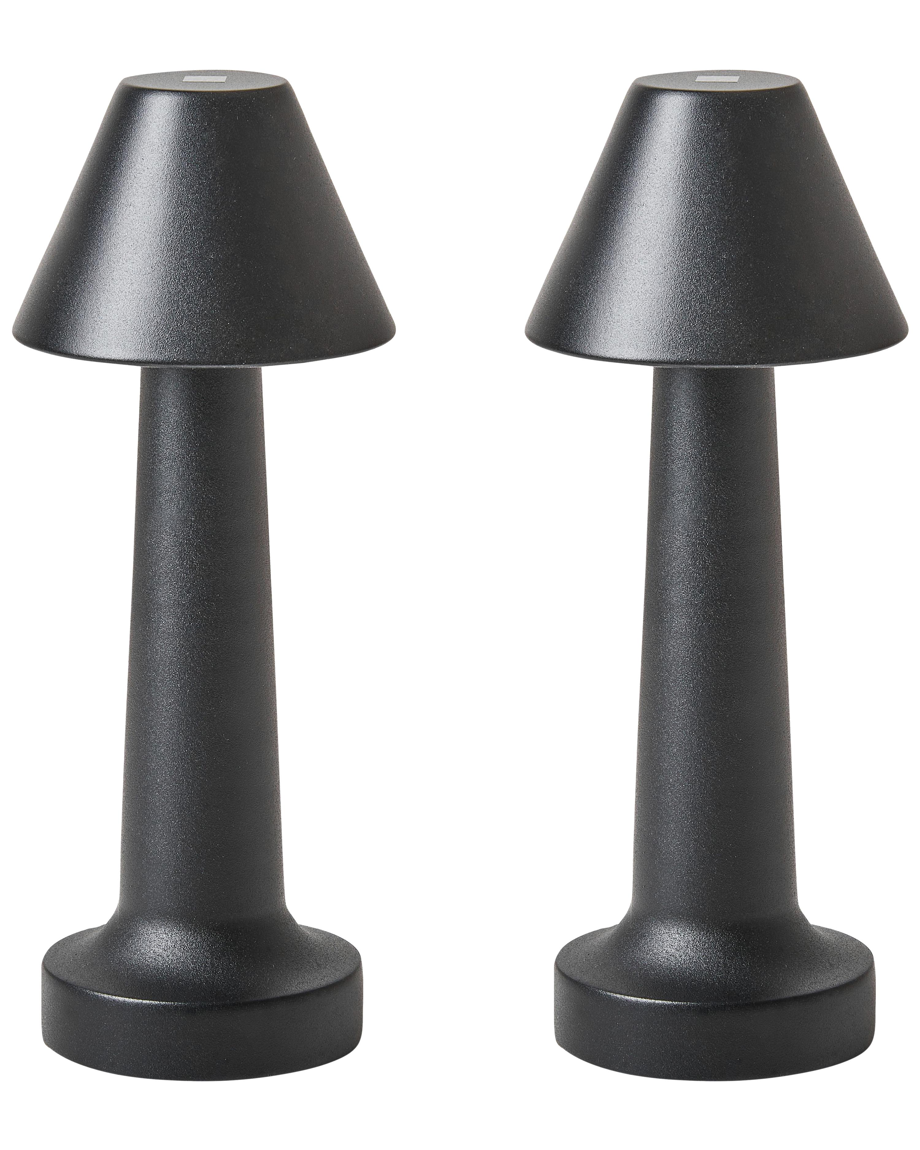 Set van 2 draadloze LED tafellampen JOANES met dimmer Metaal Zwart