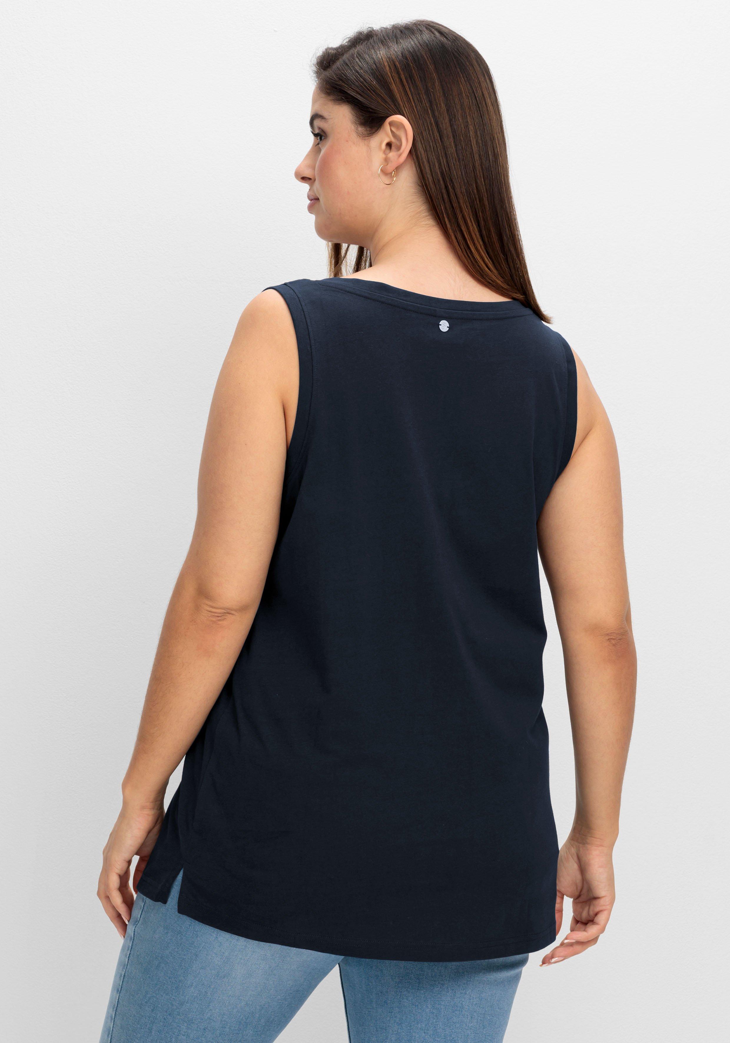 Tanktop mit V-Ausschnitt und Zierknopfleiste